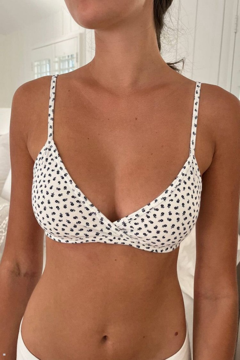 Soutien Gorge Brandy Melville Polina Floral Blanche | QRK-81978049